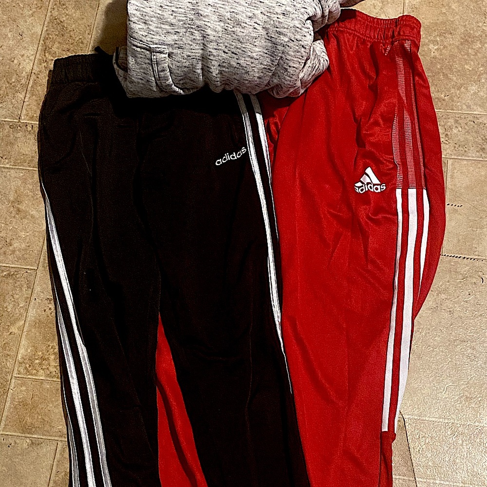 3 TOGETHER (2 Adidas Red & Black) & (1 FREE HOODIE size 10-12)